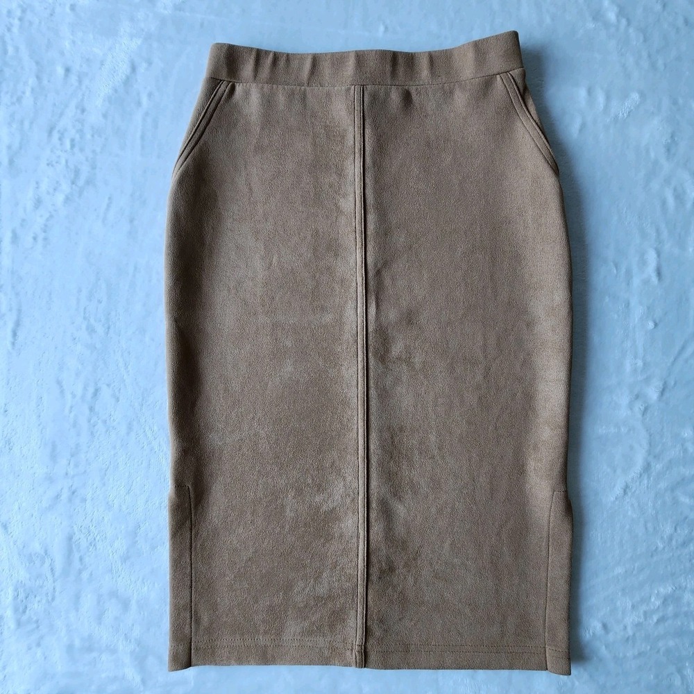 Meg & Margot Skirt Womens XS Faux Suede Pencil Midi Western Boho Old Money 26"W